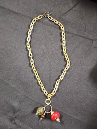 VTG BEADED CHARM CHAIN LINK NECKLACE
