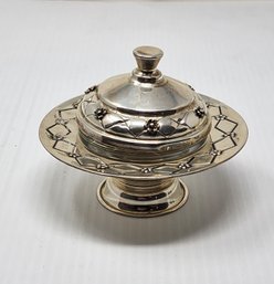 STERLING SILVER AND GLASS ROSH HASHANAH HONEY DISH