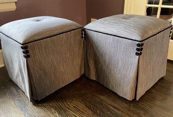 PR OF SKIRTED OTTOMANS WITH WHEELS