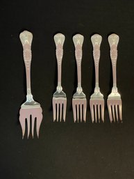 5 PC WALLACE SILVERPLATE FORKS