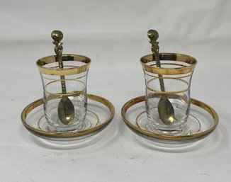 GOLD RIMMED TURKISH GLASS TEA SET