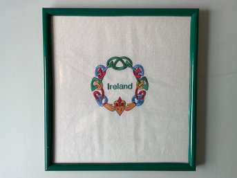 Framed Needlepoint Of The Word Ireland