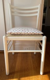 WHITE LADDER BACK DESK CHAIR WITH RUSH SEATING