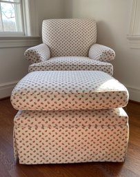 FLORAL UPHOLSTERED CHAIR AND OTTOMAN