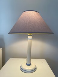 VINTAGE WHITE TABLE LAMP WITH BLUE TRIM