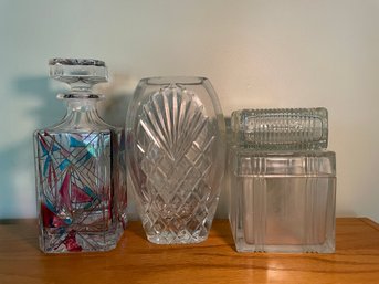 Glass Decanter And Vases