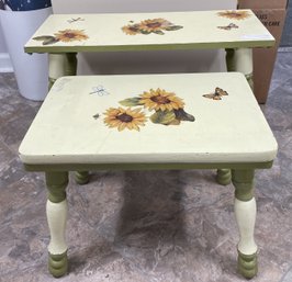 PAIR OF PAINTED BENCHES