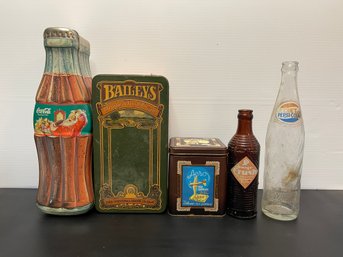Vintage Collectable Tin And Bottles