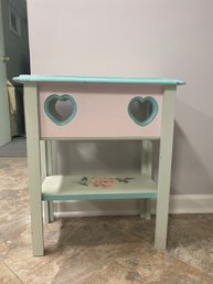 PAINTED FLORIAL SIDE TABLE WITH HEART DESIGN
