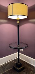 BLACK WITH BRONZE GLASS TRAY TABLE FLOOR LAMP