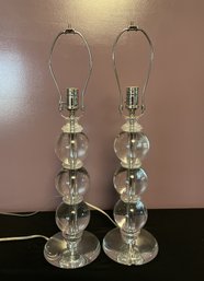 PR OF MCM STACKED ORB ACRYLIC TABLE LAMPS