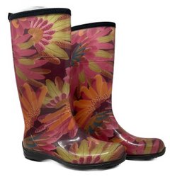 SIZE 11 TALL FLORAL RAIN BOOTS BY KAMIK