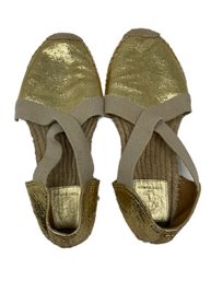 TORY BURCH GOLD LEATHER ESPADRILLES