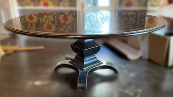 ROUND PEDESTAL DINING TABLE WITH GOLD TRIM