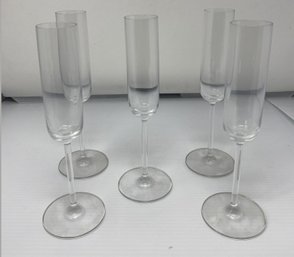 5 PC SET OF CRYSTAL CHAMPAGNE FLUTES