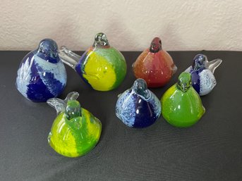 7 PC COLLECTION OF GLASS BIRD FIGURINES