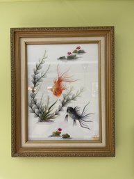 FRAMED EMBROIDERY 'PAIR OF KOI'
