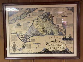 FRAMED VINTAGE MAP OF 'MARTHA'S VINEYARD'