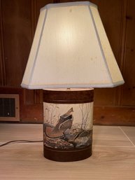 HAND PAINTED AVIAN OVAL WOOD LAMP