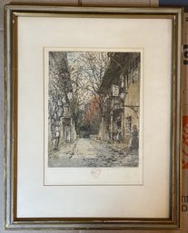 SIGNED ETCHING 'SCHUBERT'S BIRTHPLACE' BY LUIGI KASIMIR