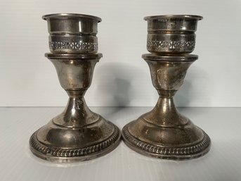 PR OF WEIGHTED STERLING SILVER CANDLESTICK HOLDERS