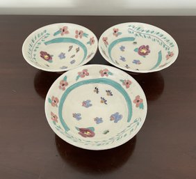 3 PC SET OF HAND PAINTED CERAMIC POTTERY BOWLS