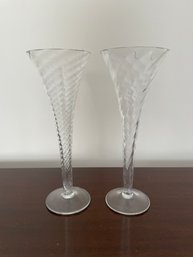 PR OF FLUTED HOLLOW STEM CHAMPAGNE GLASSES