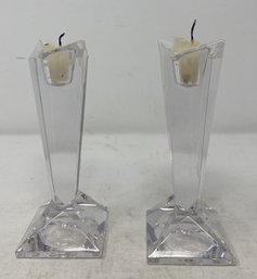PAIR OF ROSENTHAL CLASSIC CRYSTAL CANDLESTICK HOLDERS