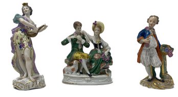 3 PC COLLECTION OF ANTIQUE PORCELAIN FIGURINES