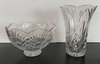 Cut Crystal Bowl And Vase
