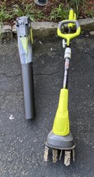 Pair Of Ryobi Electric Blower And Trimmer Battery Powered