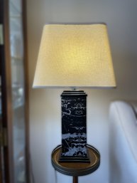 VINTAGE TALL BLACK AND WHITE CERAMIC TABLE LAMP