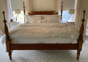 CUSTOM KING SIZE MELON AND CHIP CARVED FIELD BED