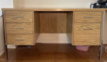 4 DRAWER AND KEYED FILE DESK WITH CHROME LEGS