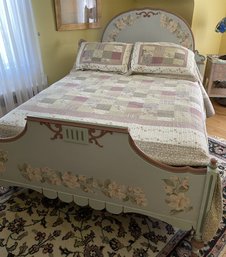 VINTAGE BEDFRAME WITH PAINTED HEAD/FOOT BOARDS