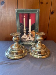 PAIR OF WM. ROGERS AND SONS SILVERPLATED CANDLESTICK HOLDERS