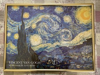 FRAMED VINCENT VAN GOGH POSTER: 'STARRY NIGHT' NUIT ETOILEE A ST. REMY