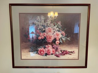 FRAMED PAINTING 'LILAC AND PEONIES' BY PAULINE CASPER