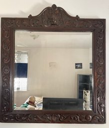 ANTIQUE HAND CARVED WALL MIRROR