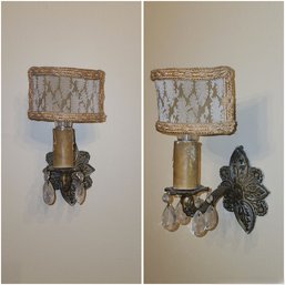 PAIR OF BRASS WALL SCONCES