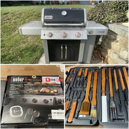 WEBER 850 GAS GRILL WITH COVER AND BBQ ACCESSORIES
