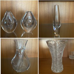 COLLECTION OF VASES INCLUDING ORREFORS, STEUBEN AND BACCARAT