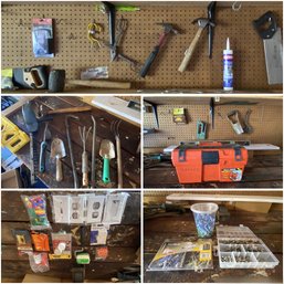 Large Assortment Of Garage Hand Tools And Parts