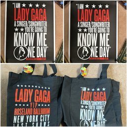 PR OF LADY GAGA ROSELAND BALLROOM VIP MERCH TOTE BAGS WITH 2 POSTERS