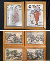 PR OF VINTAGE PRINTS AND 4 CURRIER AND IVES LITHOGRAPHS