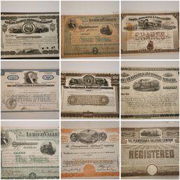 ASSORTED COLLECTION OF ANTIQUE AND VINTAGE STOCK CERTIFICATES AND BONDS