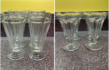 8 CLEAR GLASS RETRO SODA FOUNTAIN GLASSES
