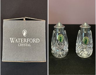 1 PR OF WATERFORD CRYSTAL 'LISMORE' SALT AND PEPPER SHAKERS