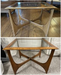 PR OF MCM WALNUT AND GLASS END TABLES BY LANE