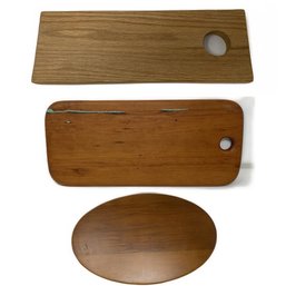 3 ASSORTED VINTAGE TEAK CHARCUTERIE AND CUTTING BOARDS